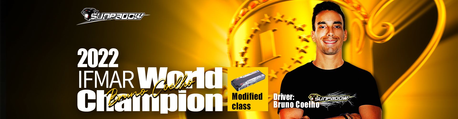Sunpadow lithium battery boost two players win the car model world championships